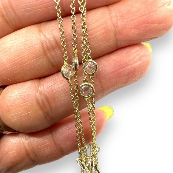 Vermeil Crystal Beads Long Necklace 35” Marked 925 - Picture 5 of 6